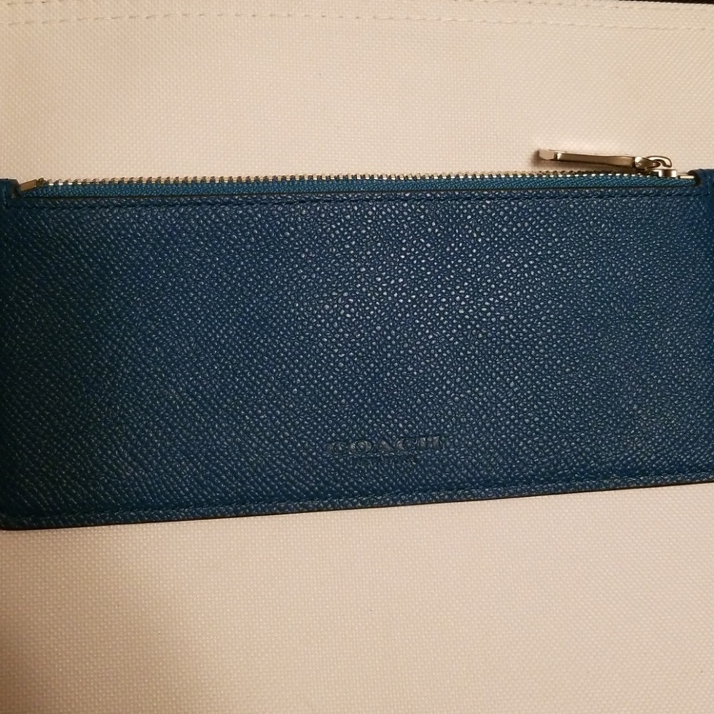 Coach crossgrain leather zip pouch